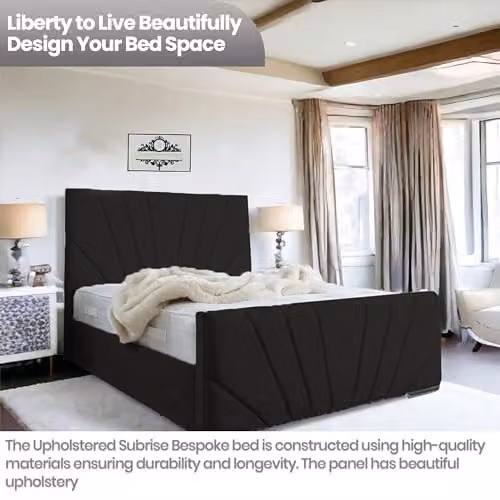 Living Comfort Bedz Sunrise Bed in Black Plush Velvet with Gas Lift Base, W/D/H: 180 x 150 x 127 cm – 5