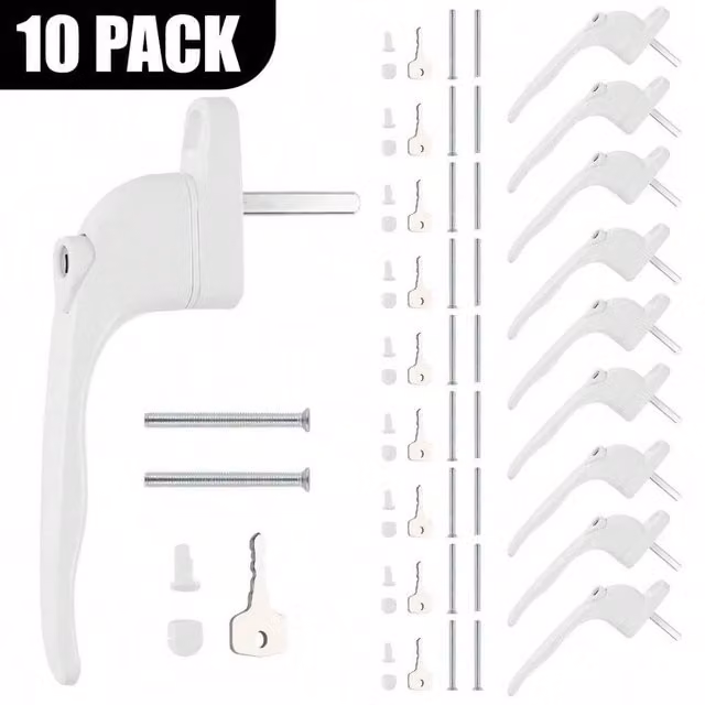 NESTLUNE 10-Piece White UPVC Universal Espag Key Locking Window Handles