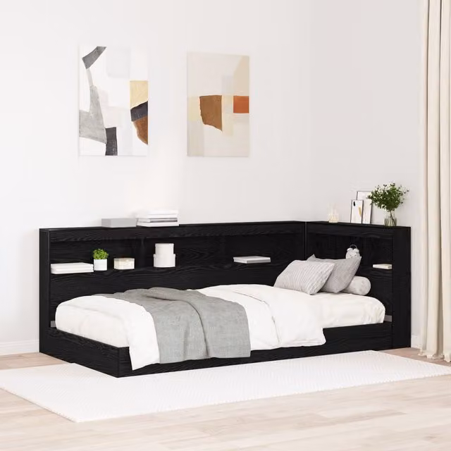 Berkfield Home Black Oak Storage Headboard with Integrated Shelf, Width: 100 cm – 1
