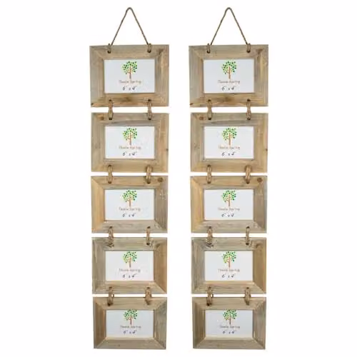 Nicola Spring Shabby Chic Wooden Hanging Photo Frames, Brown, Pack of 2, Fits 10 x 15 cm – 1