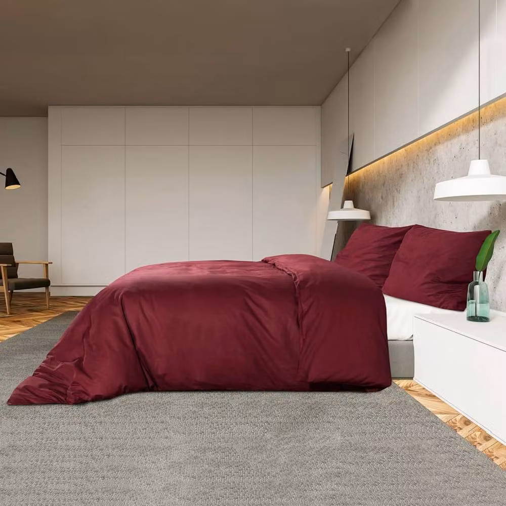Berkfield Home Elegant Cotton Duvet Cover Set in Red, W: 260 cm, D: 220 cm – 3