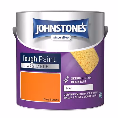 Johnstone's Washable Matt Wall and Ceiling Paint in Orange, 2.5L – 1