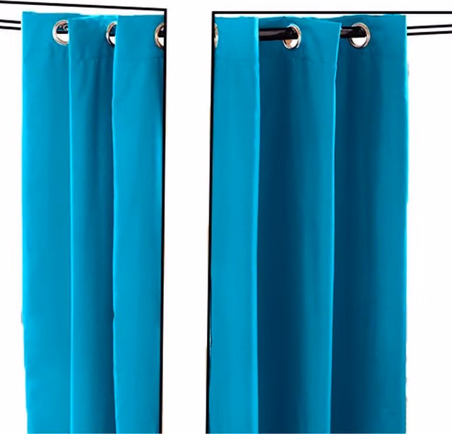 Gardenista Turquoise UV-Resistant and Flame Retardant Outdoor Eyelet Curtains, Width: 96 cm