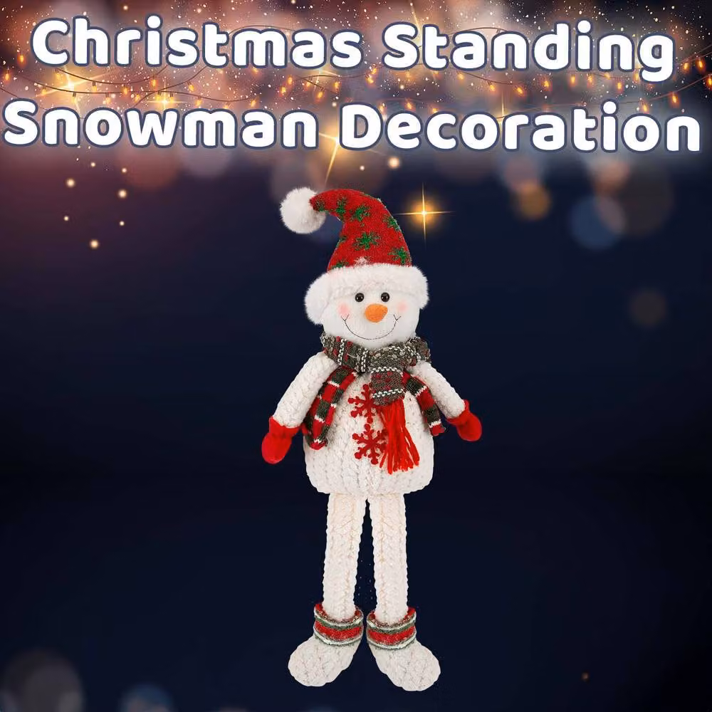 VFM e-Store Christmas Freestanding Snowman Decoration in White and Green, H 51.5 cm x W 23.5 cm – 2