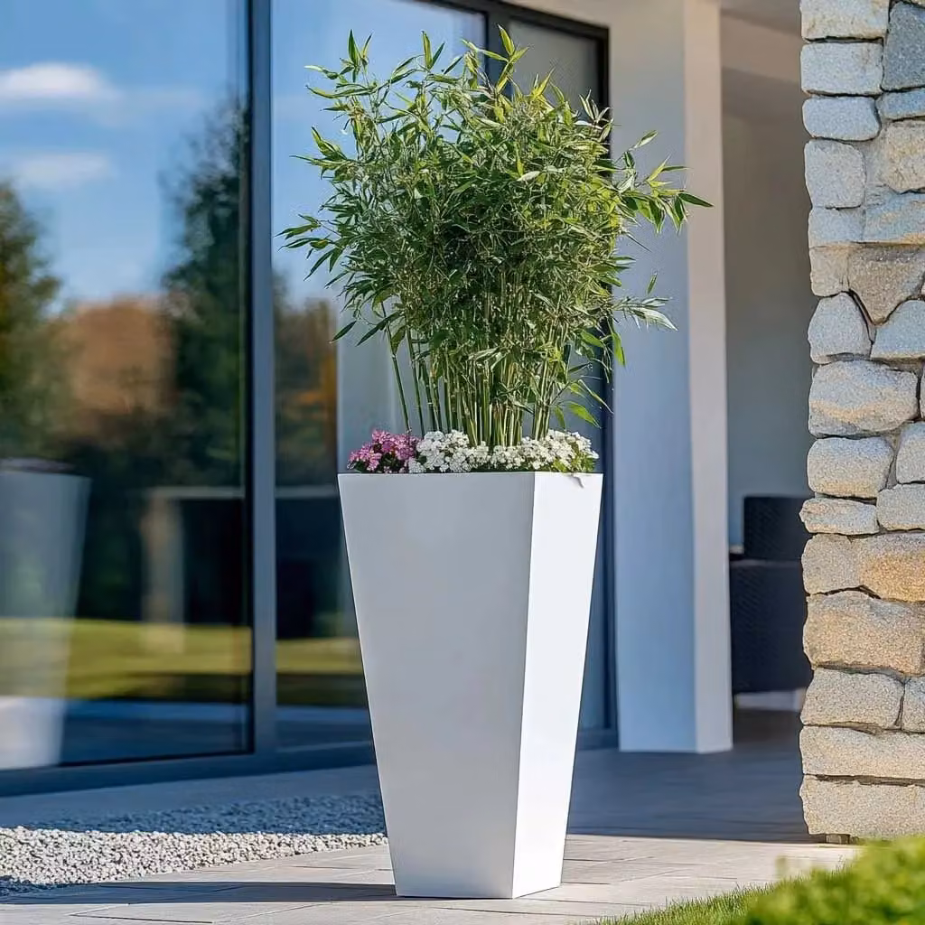 Access Garden Products Matte White Tall Tapered Square Galvanised Steel Planter, Height: 70 cm – 6