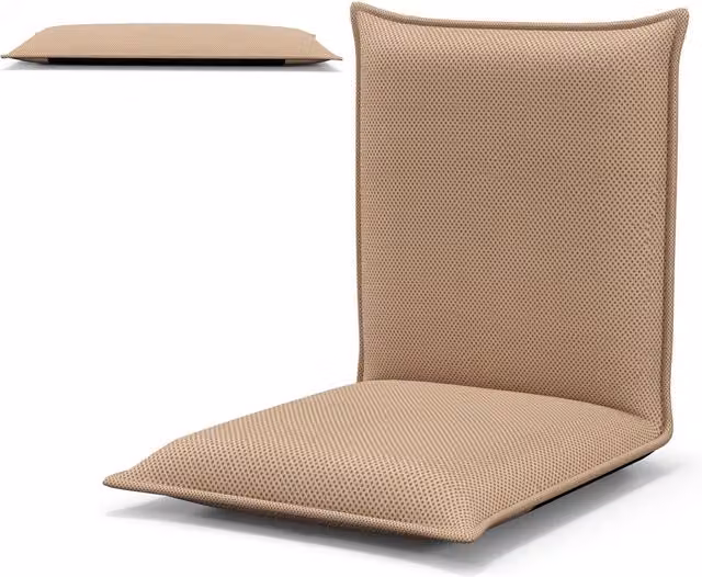 Costway Brown Foldable Fabric Gaming Chair and Lazy Floor Sofa for Children