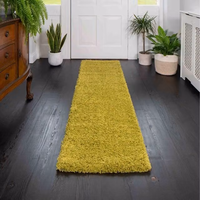 The Rug House Soft Shaggy Modern Rectangular Area Rug, Green, W: 230 cm, D: 60 cm