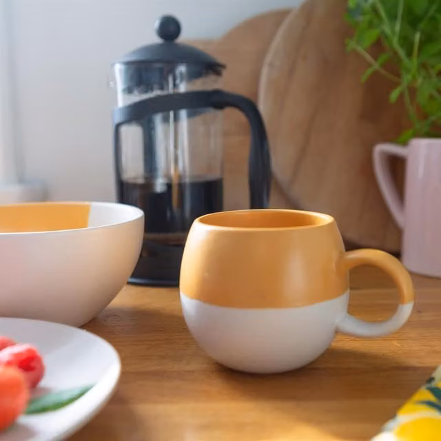 Nicola Spring Dipped Stoneware Sphere Mug, Yellow, 340ml