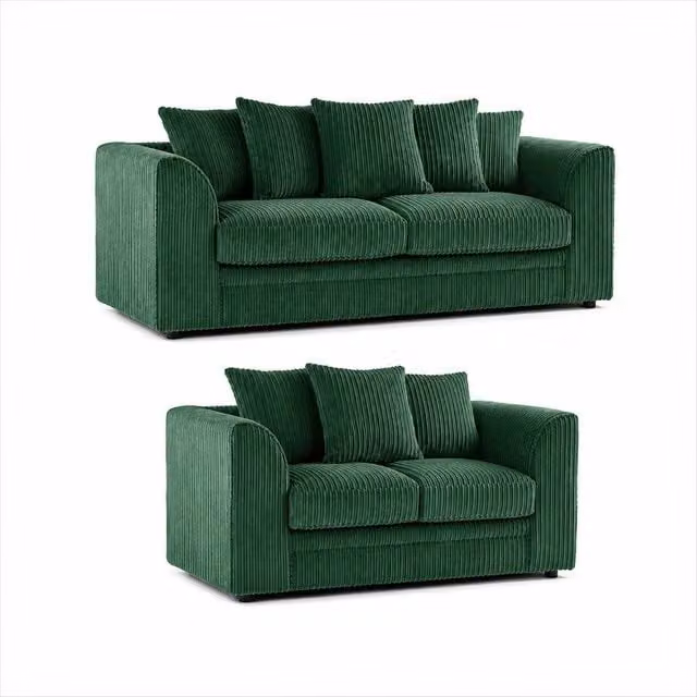Sofa Scene Ltd Chicago Jumbo Cord 3+2 Sofa Set Suite in Dark Green