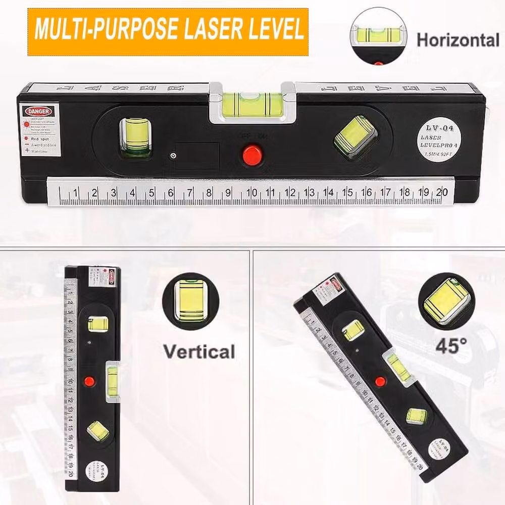 ATEK 3-in-1 Laser Level with Horizontal and Vertical Line Leveler and Measuring Tape in Black – 5