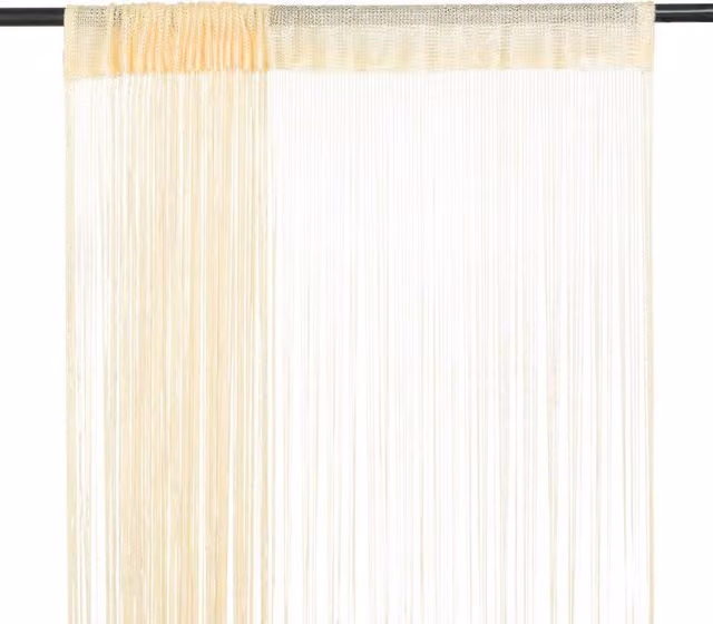Berkfield Home String Curtains, 2 Pack, Beige, W: 100 cm, H: 250 cm