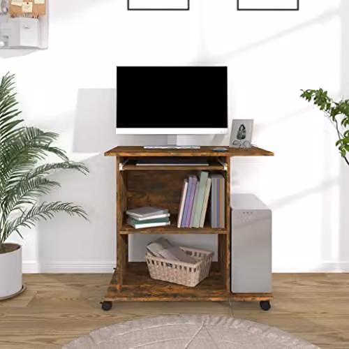 vidaXL Computer Desk in Brown Oak, W/D/H: 80 x 50 x 75 cm – 2