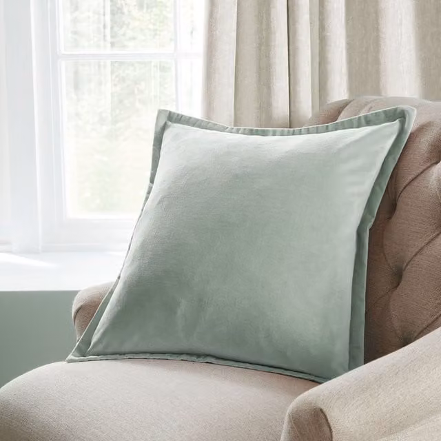 Laura Ashley Hanya Square Filled Cushion in Sage Green, W x D: 45 x 45 cm