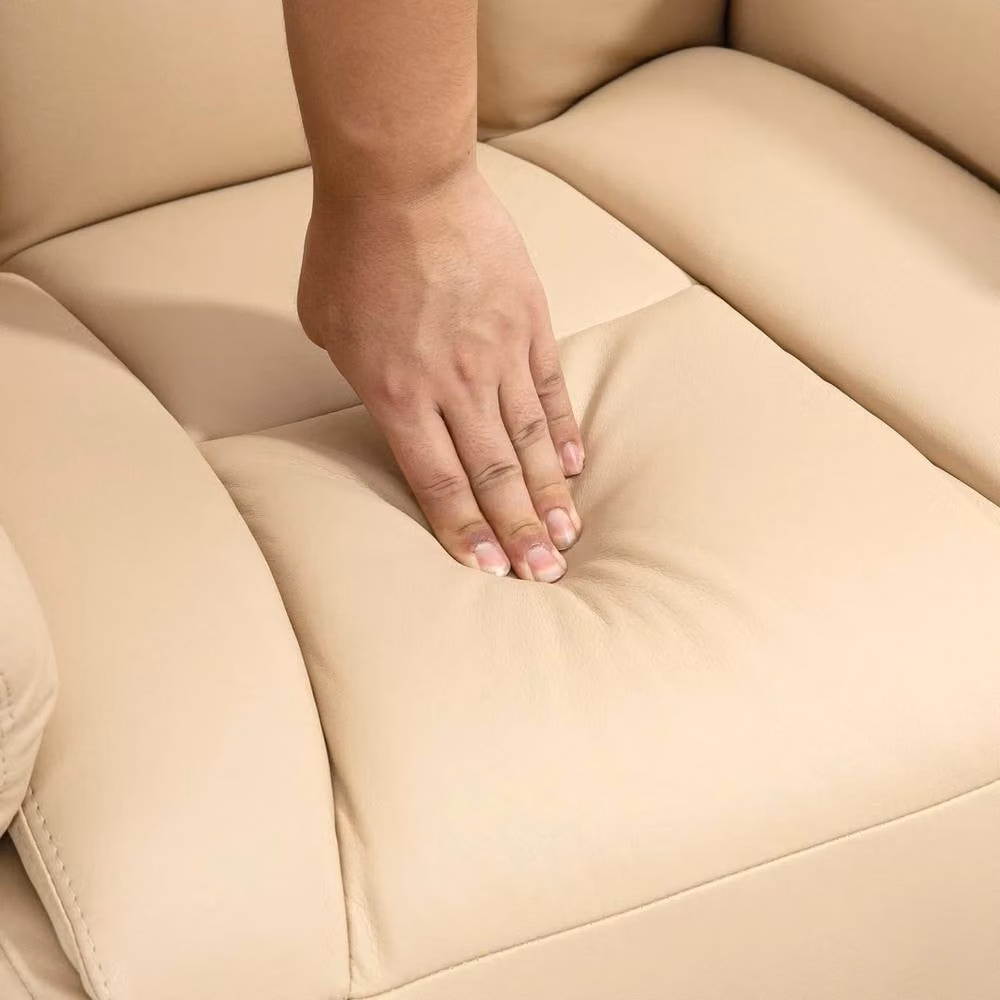 EONLION Adjustable Swivel Recliner with Footrest in Beige Synthetic Leather – 2