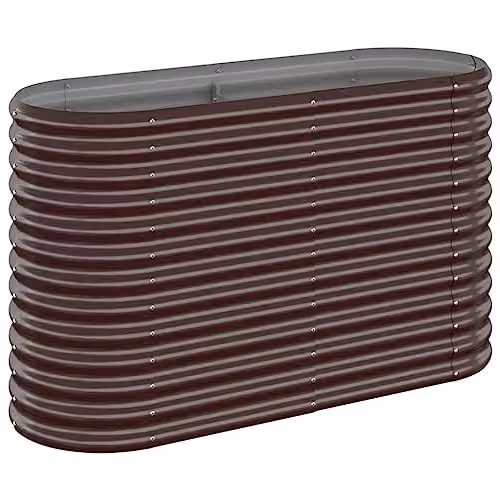 vidaXL Brown Galvanised Steel Garden Raised Bed W: 114 cm, D: 40 cm, H: 68 cm