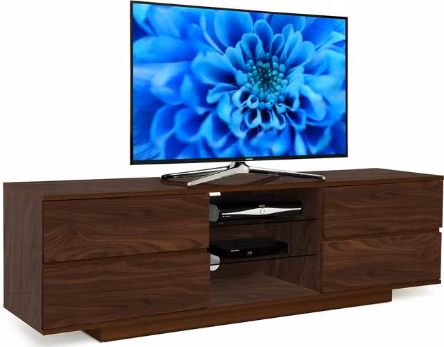 AVITUS Modern Glossy Walnut TV Cabinet for up to 65 inch TVs, W/D/H: 158 x 40 x 48 cm