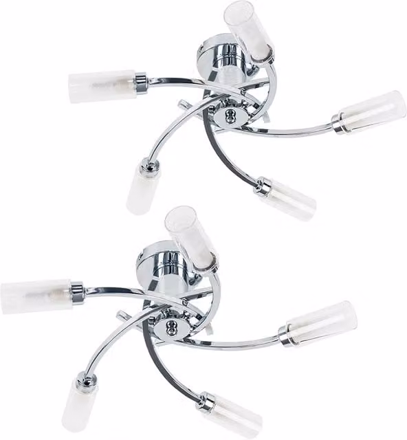 ValueLights Claudia Pair of 5 Way Silver Ceiling Bar Light with Transparent Glass