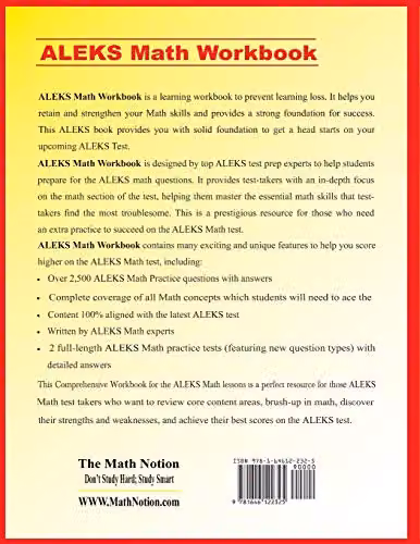 ALEKS Math Workbook: Essential Learning Math Skills with Two Complete ALEKS Math Practice Tests, Multicolour Paper Workbook – 2