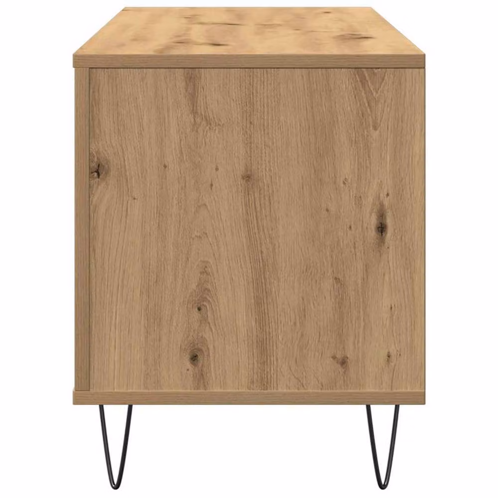 Berkfield Home Artisan Oak Record Cabinet in Brown, W/D/H: 100 x 38 x 48 cm – 4