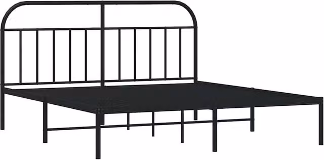 Berkfield Home Metal Bed Frame with Headboard in Black, Super King, W/D/H: 180 x 200 cm – 1