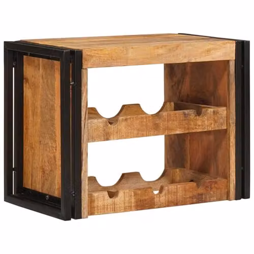 vidaXL Industrial Wall-Mounted Wine Rack in Brown Solid Mango Wood, W: 60 cm, D: 33 cm, H: 45 cm – 1
