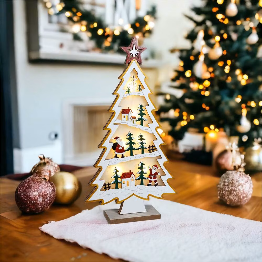 Xmas Haus LED Christmas Tree Festive Village Tabletop Decoration in White – 4