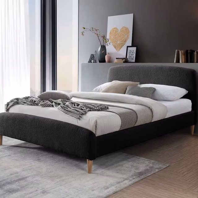 Birlea Otley Upholstered Boucle Bed Frame in Grey, King Size