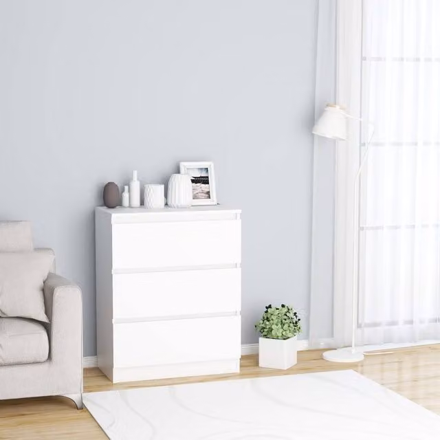 Berkfield Home White Minimalist Sideboard in Matt MDF, W/D/H: 60 x 35 x 76 cm