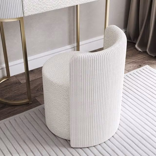Carme Modern White Boucle Stool