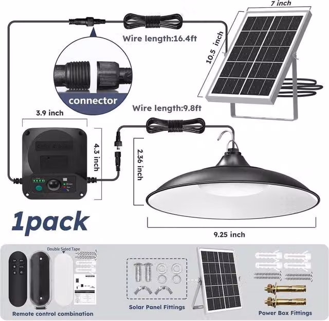 FLAVORA LED Solar Suspended Pendant Light in Black with Dusk to Dawn and Motion Sensor