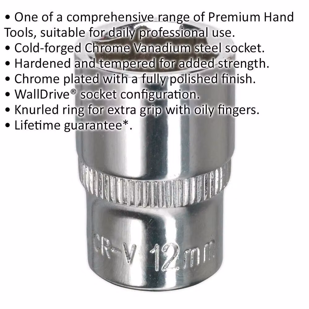 Loops 12mm Forged Steel Drive Socket 1/4 inch Square Drive in Silver Chrome Vanadium – 2