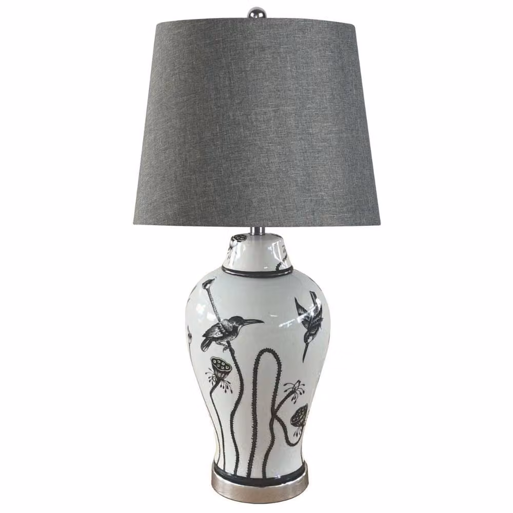 Pagazzi Kayla White and Grey Ceramic Table Lamp – 2