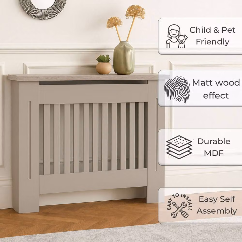 Neo Belgravia Decorative Radiator Cover in Light Grey, H82 x W112 x D19 cm – 2