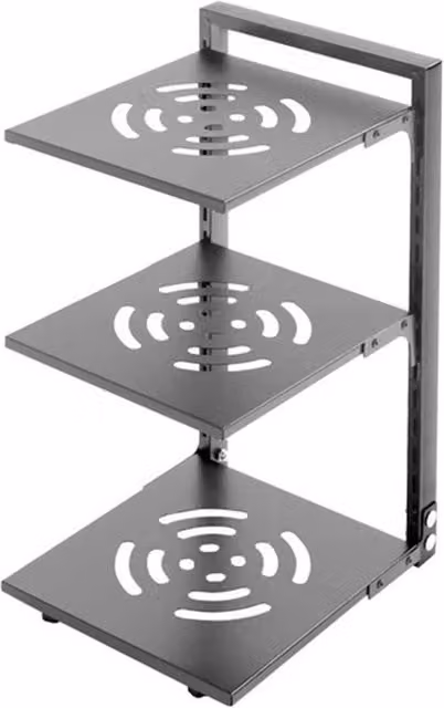 VOGREX 3 Tier Carbon Steel Freestanding Pot Rack for Pans and Saucepans in Grey