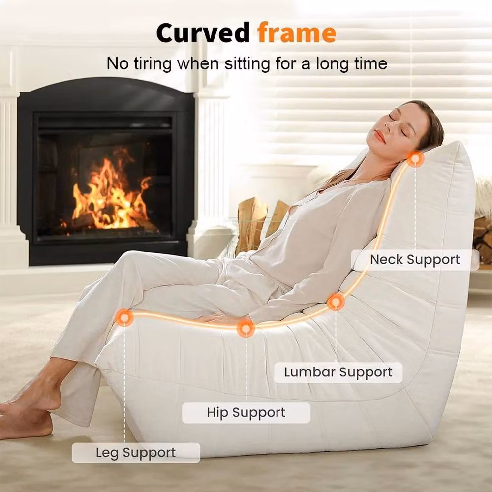 KORVIXA Contemporary Beige Velvet Lounge Chair – 3