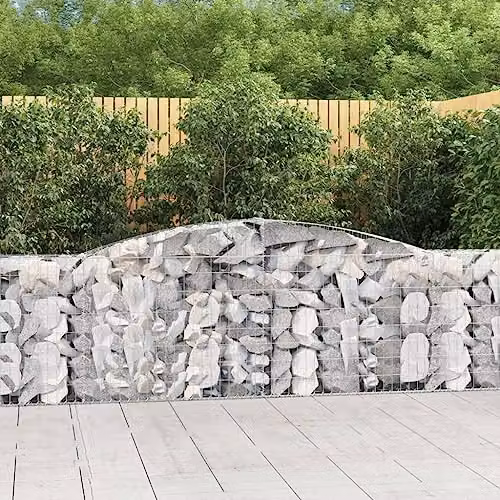 vidaXL Set of 20 Arched Gabion Baskets in Silver Galvanised Steel, W/D/H: 400 x 30 x 100/120 cm – 2