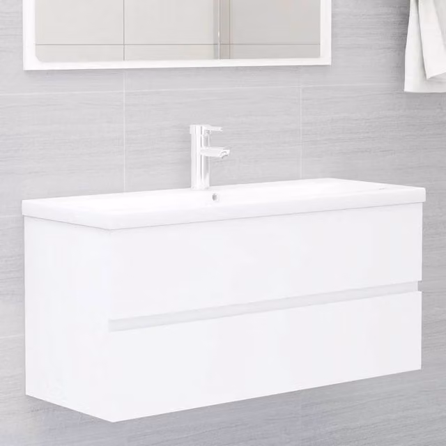 Berkfield Home White Bathroom Sink Cabinet W/D/H: 100 x 38.5 x 45 cm
