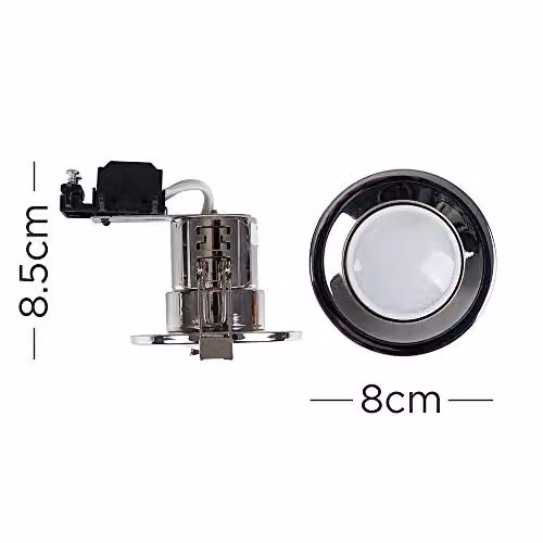 MiniSun Pack of 10 Modern Fire Rated GU10 Recessed Ceiling Downlights in Polished Chrome with Warm White Bulbs Included – 2