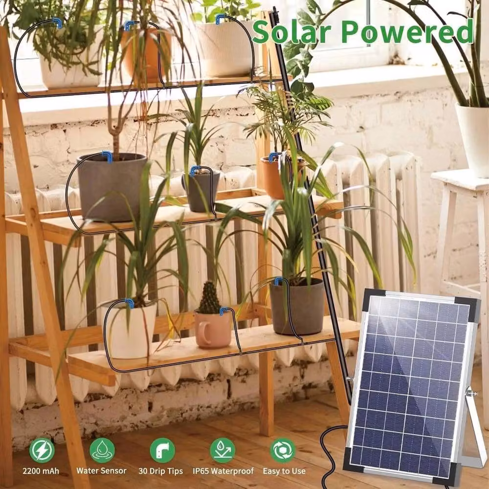 KORVIXA 5W Solar Automatic Drip Irrigation Kit with Timer, Black, W/D/H: 100 x 100 x 100 cm – 4