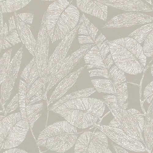 Grandeco Lorena Sketch Leaves Blown Green Botanical Vinyl Wallpaper