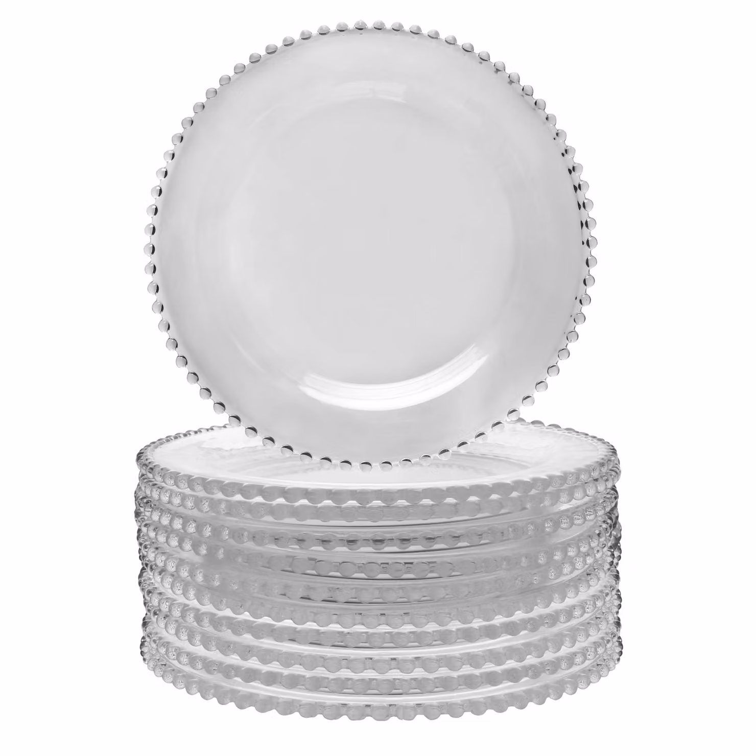 Dibor Bella Perle Glass Dinner Plates and Serving Dishes, Clear, Set of 10, Diameter: 26 cm – 2