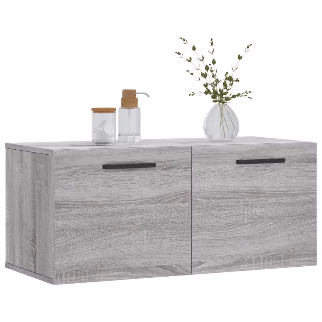 Berkfield Home Wall Mounted Cabinet in Grey, W: 80 cm, D: 36.5 cm, H: 35 cm – 2