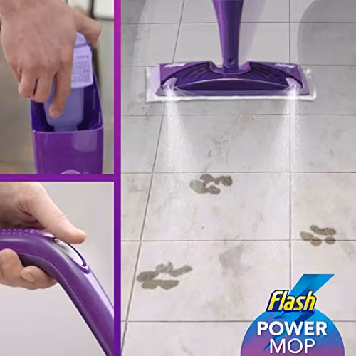 Flash Power Mop Liquid Lavender Refill 1.25L and Flash Power Spray Mop Floor Cleaner Liquid Lavender 4x1.25L – 4
