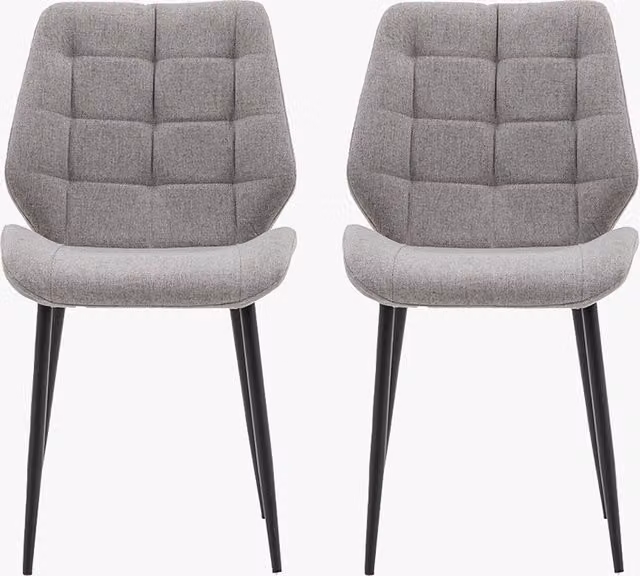 Perch & Parrow Scandinavian Hallen Dining Chairs in Grey Fabric, Set of 2
