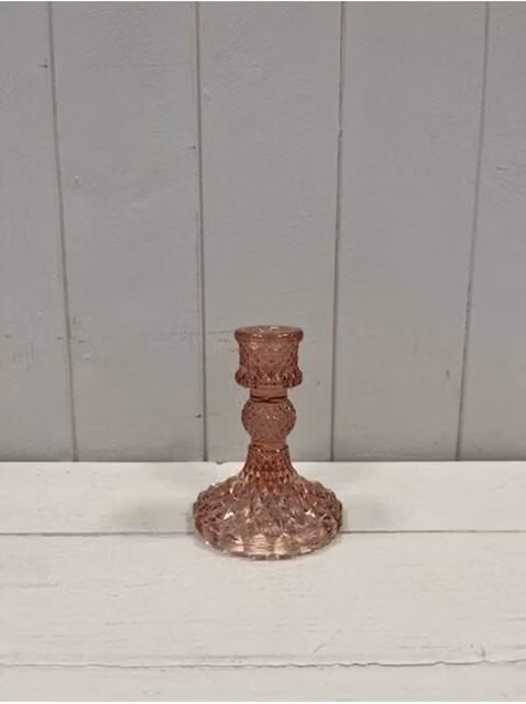 KDMD Rose Pink Geometric Glass Taper Candle Holder
