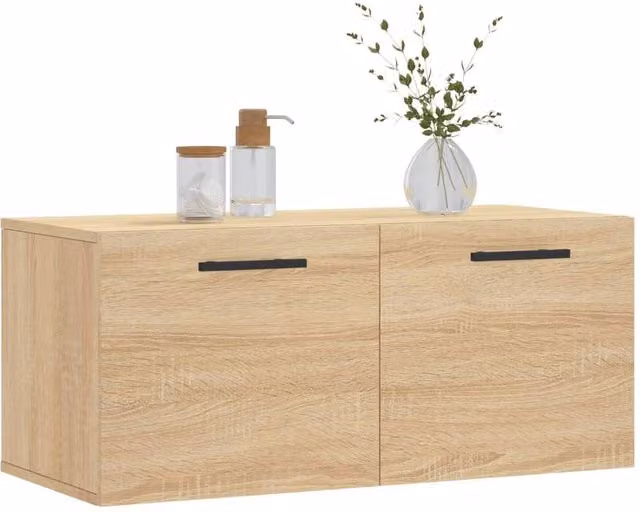Berkfield Home Sonoma Oak Wall Cabinet in Light Brown, W: 80 cm, D: 36.5 cm, H: 35 cm