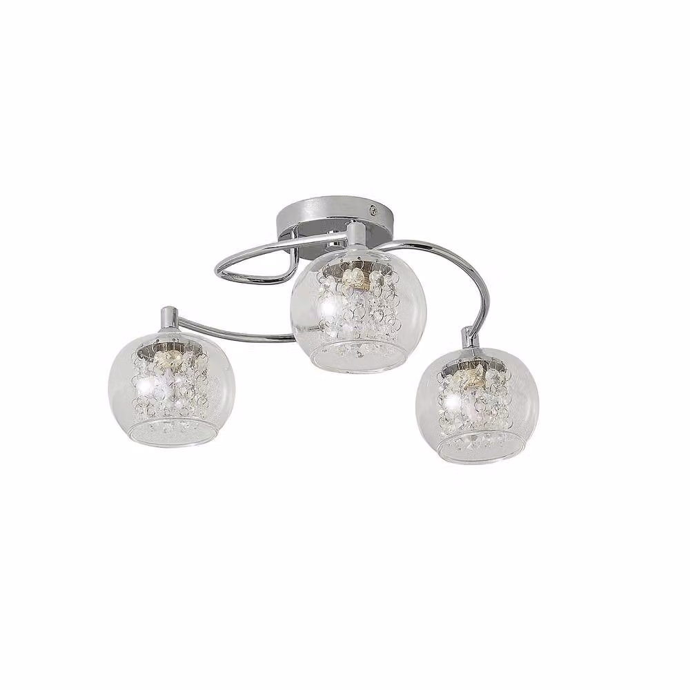 Goeco Modern 3-Light Chrome Flush Mount Ceiling Light with Transparent Crystal Glass Shades in Silver – 2