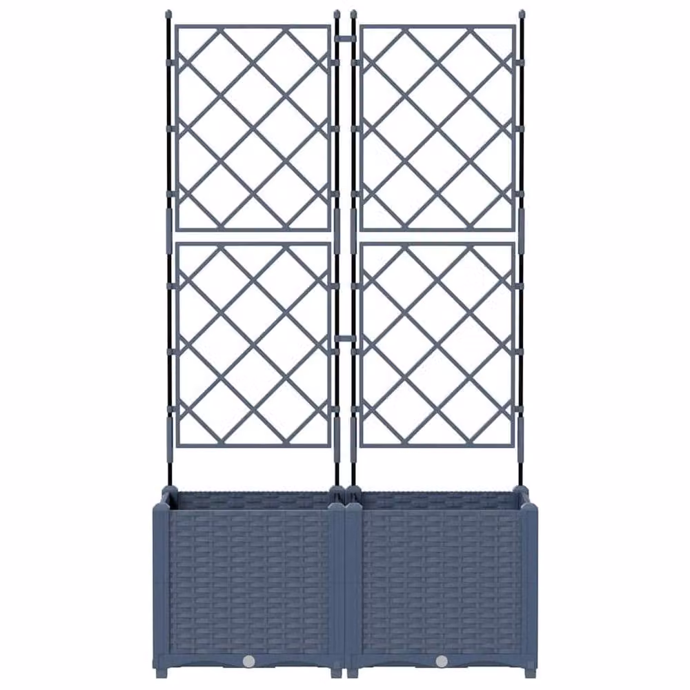 Berkfield Home Garden Planter with Trellis, 2 Pieces, Grey, H x W x D: 143 x 80 x 40 cm – 3