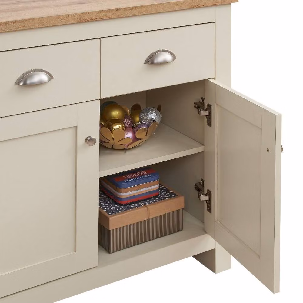 Timber Art Design Lisbon Compact 2 Door 2 Drawer Sideboard Storage Cabinet in Beige – 3