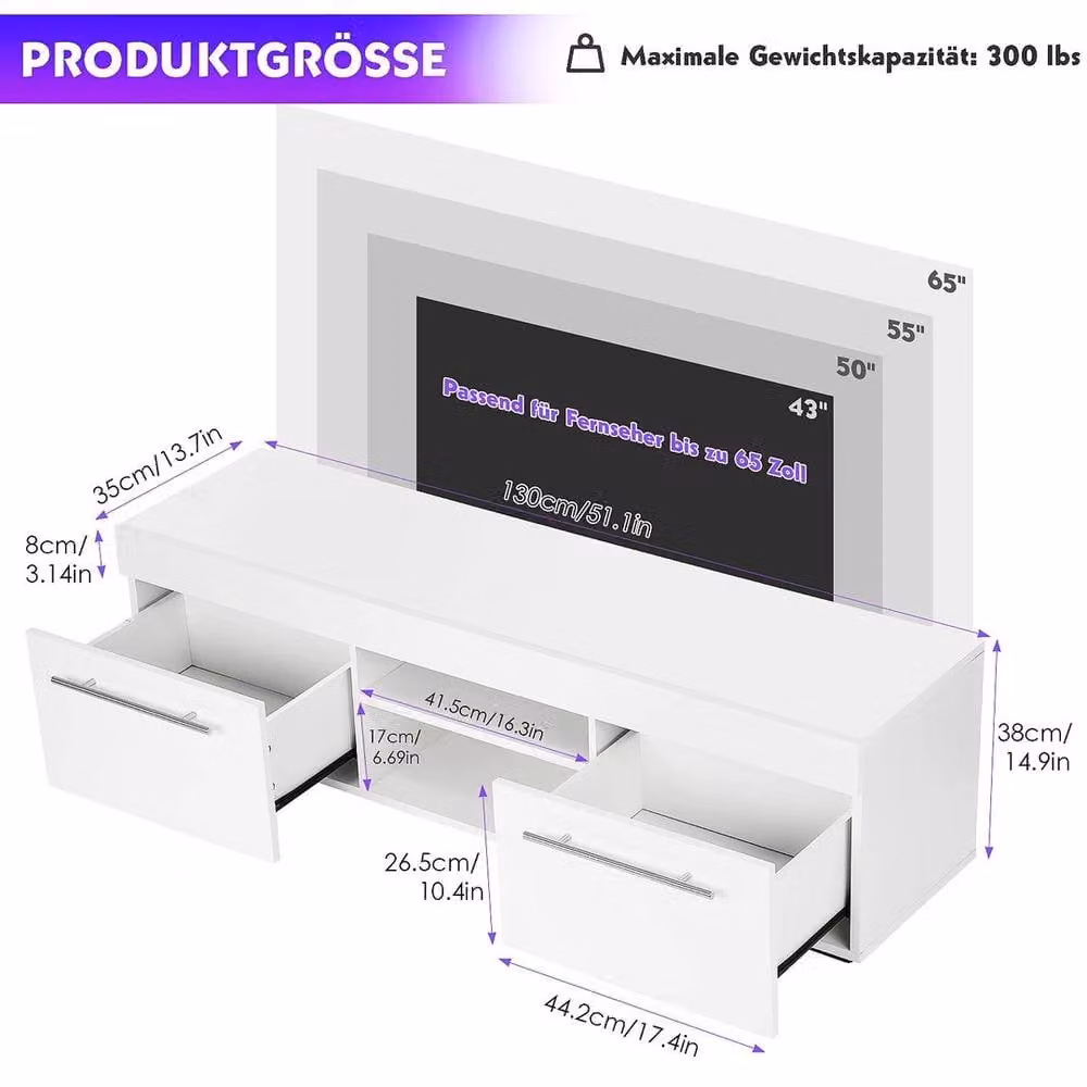 KORVIXA Modern High Gloss White TV Stand Cabinet W/D/H: 100 x 100 x 100 cm – 1